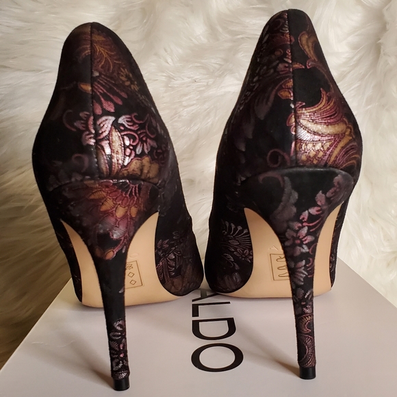 Aldo Uloaviel Black Floral Pumps - size 10 - Picture 4 of 11